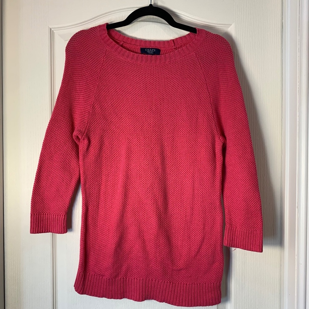 Chaps Petite Fuchsia Cotton Knit Sweater – Women’s Large Petite‎ Cozy Classic